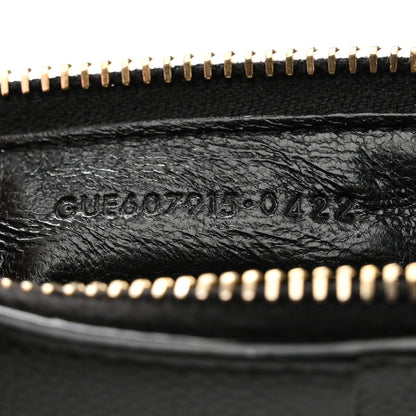 Saint Laurent Grain De Poudre Matelasse Chevron Monogram Fragments Zippered Card Case Black 7 of 8