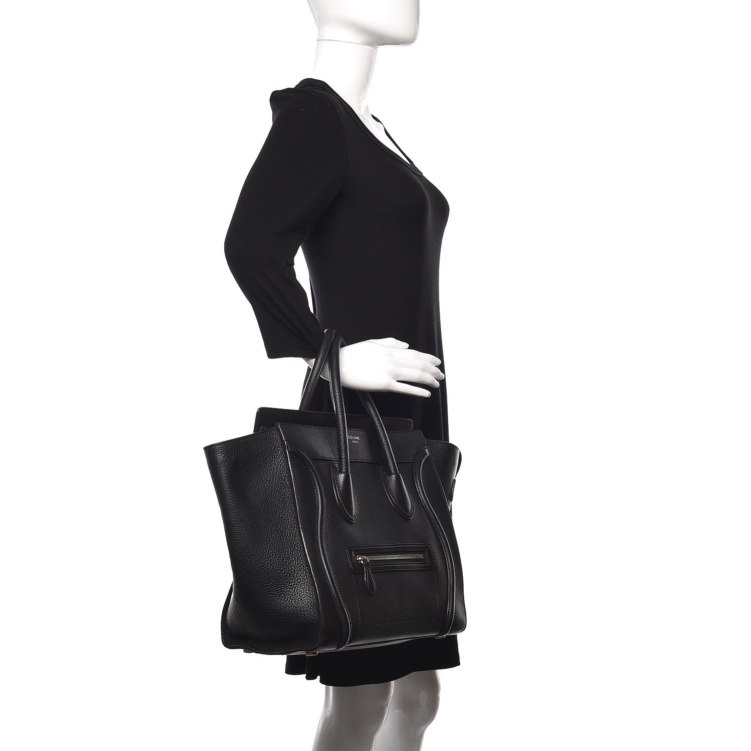 Celine Drummed Calfskin Mini Luggage Black 2 of 15