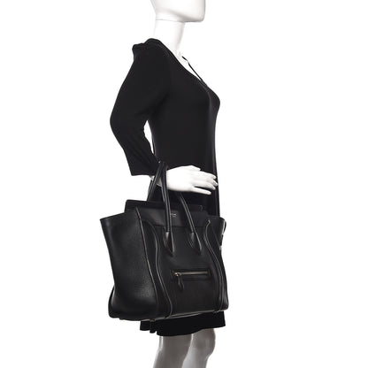 Celine Drummed Calfskin Mini Luggage Black 2 of 15