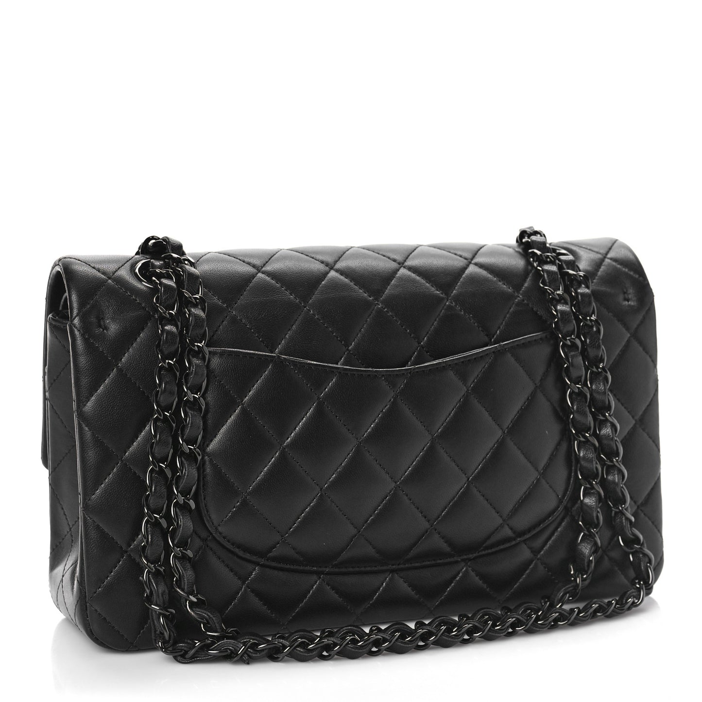 Lambskin Quilted Medium Double Flap So Black