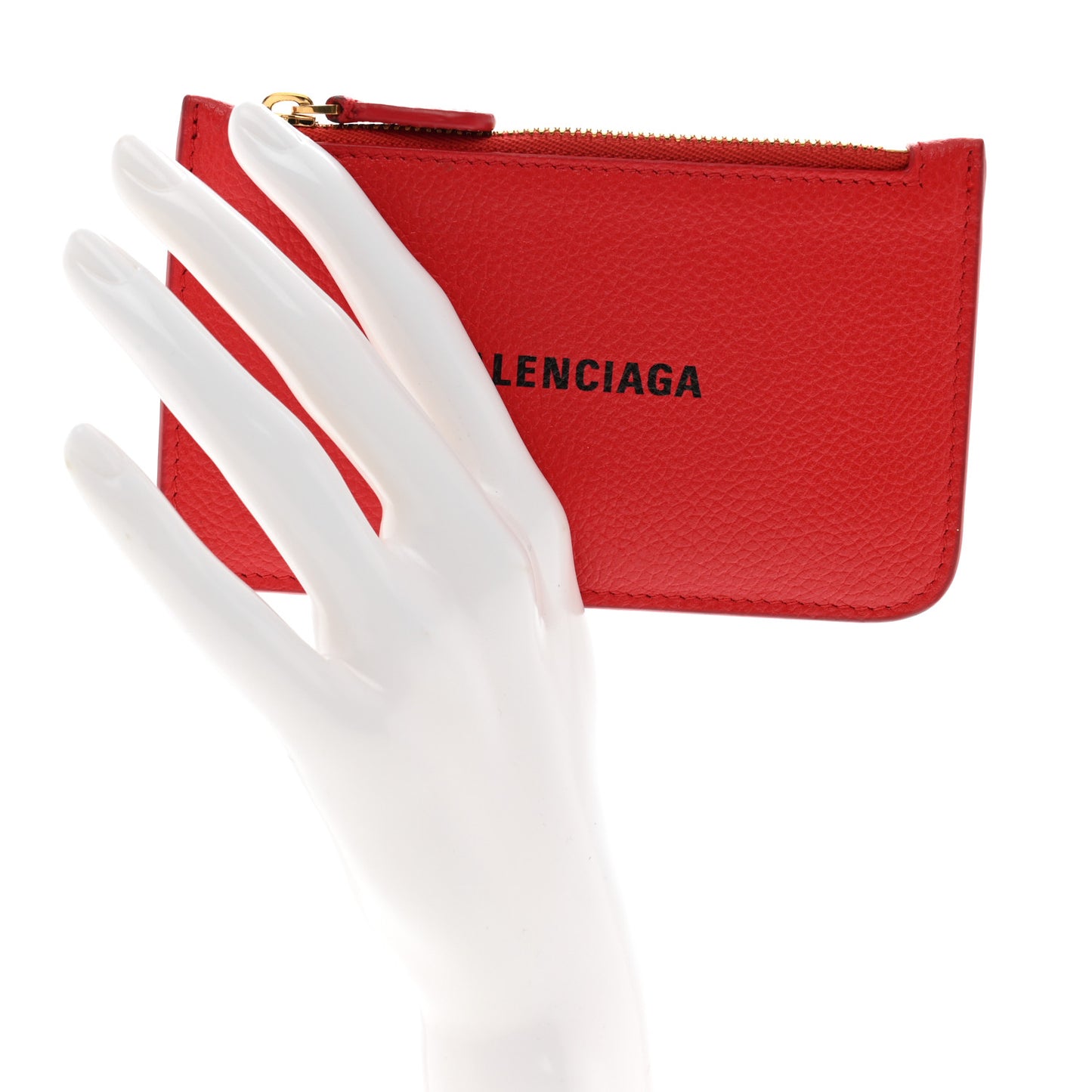 Grained Calfskin Logo Large Cash Long Coin Card Holder Bright Red Black