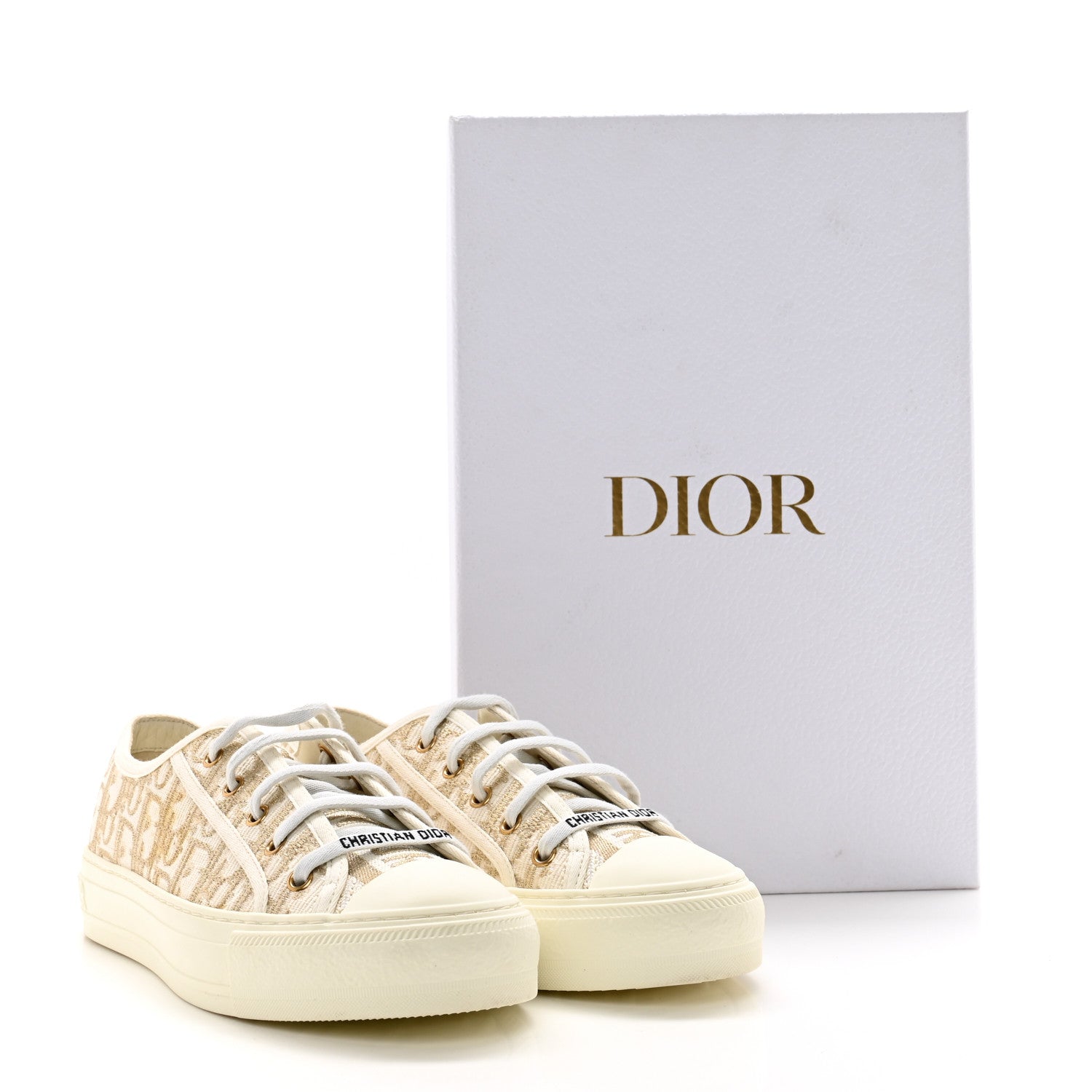 Christian Dior Canvas Oblique Walk'N'Dior Low Top Sneakers 38.5 Pale Gold 11 of 11