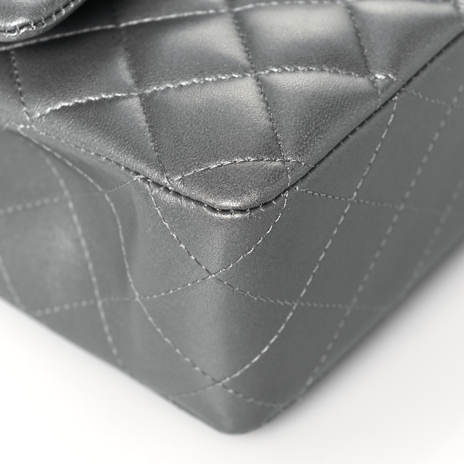 Chanel Metallic Lambskin Quilted Medium Double Flap Silver 9 of 14