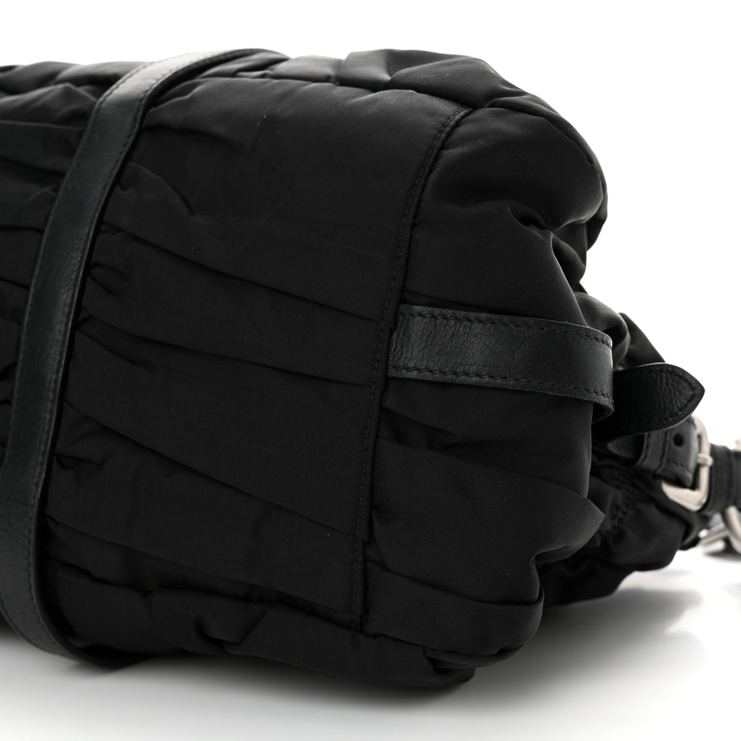 Tessuto Nylon Nappa Braided Gaufre Shopping Satchel Black