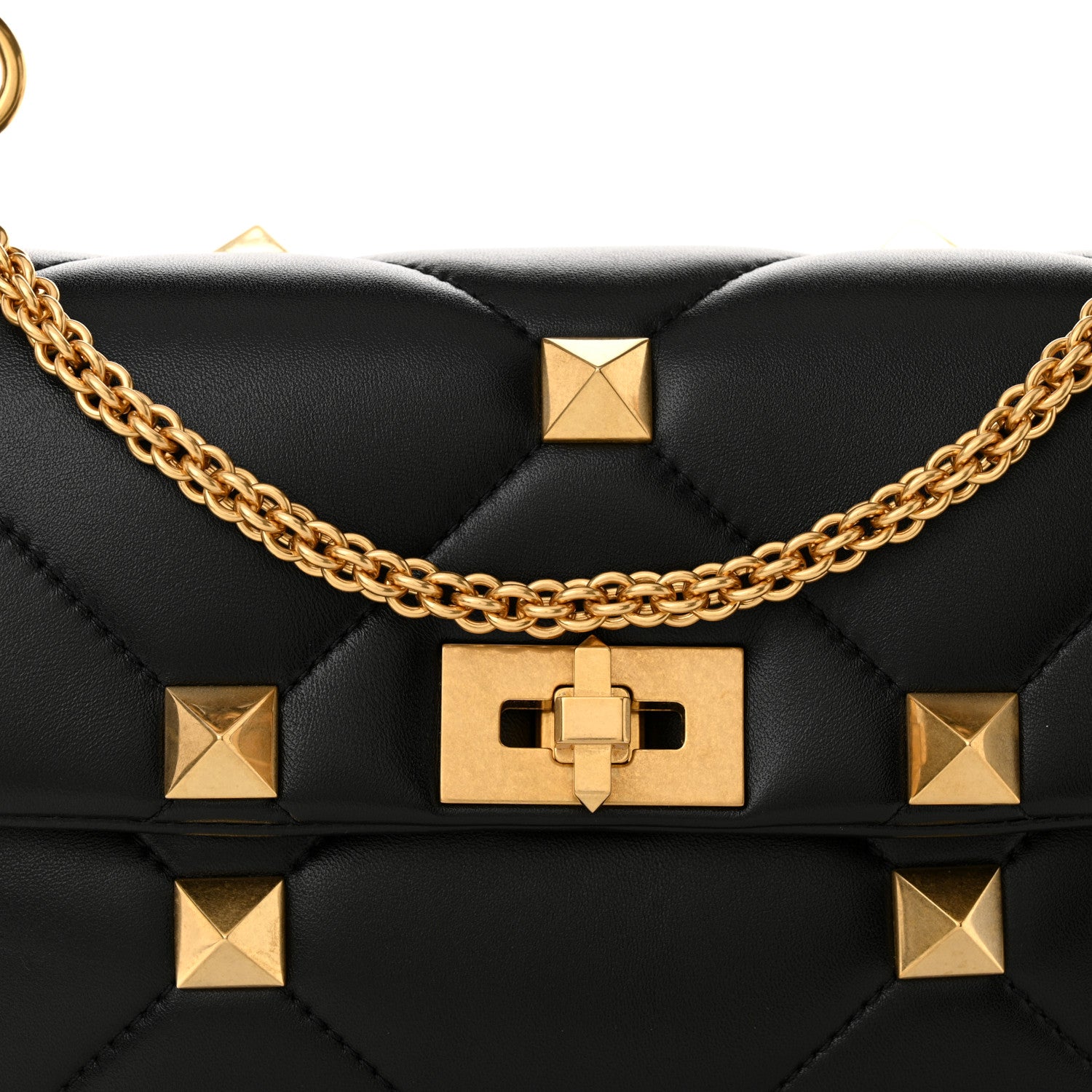 Valentino Garavani Nappa Large Roman Stud Shoulder Bag Black 7 of 10