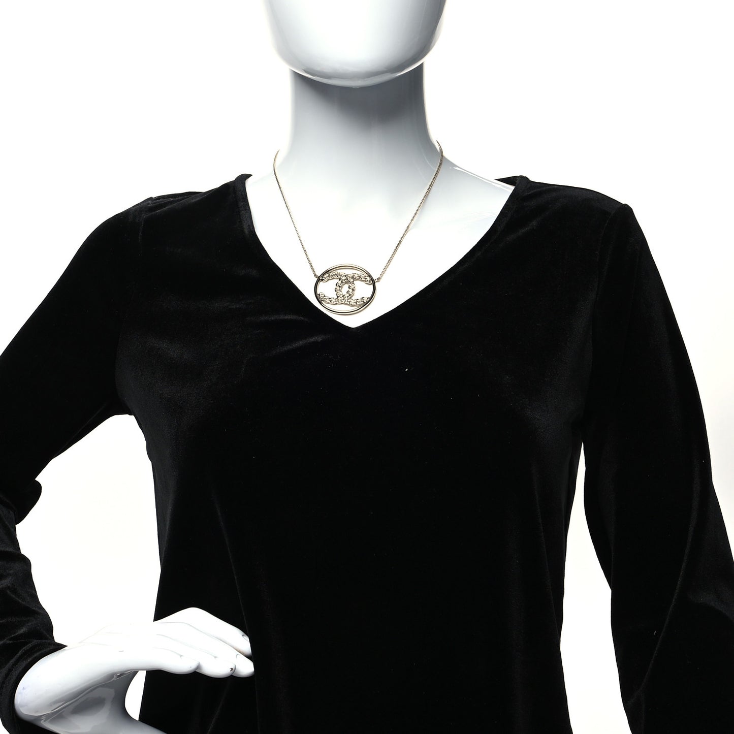 Baguette Crystal High Society CC Pendant Necklace Gold