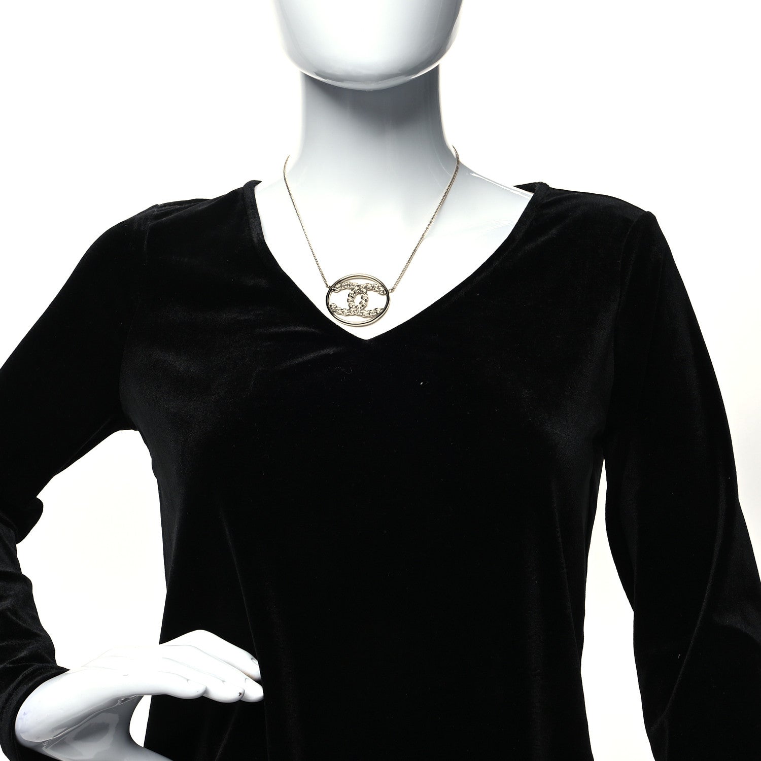 Chanel Baguette Crystal High Society CC Pendant Necklace Gold 2 of 5