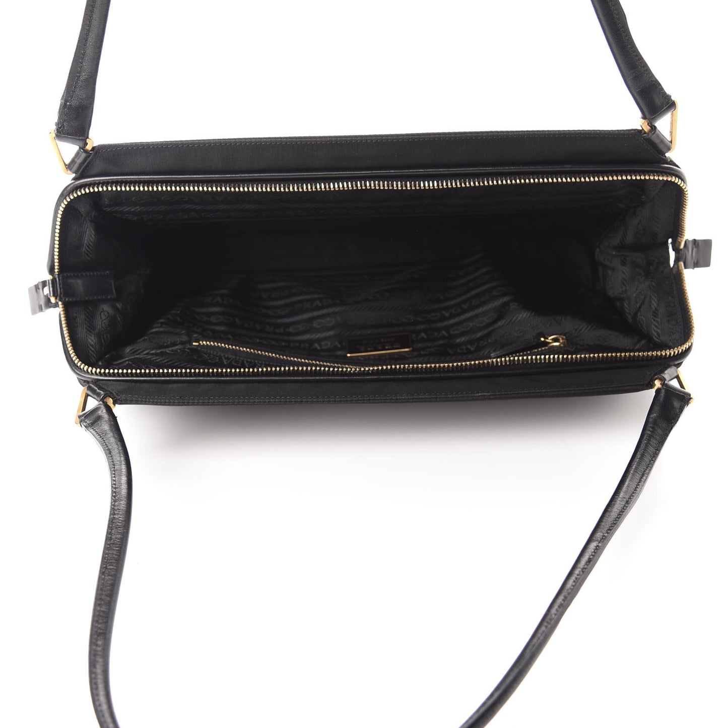 Tessuto Nylon Soft Calfskin Shoulder Bag Black