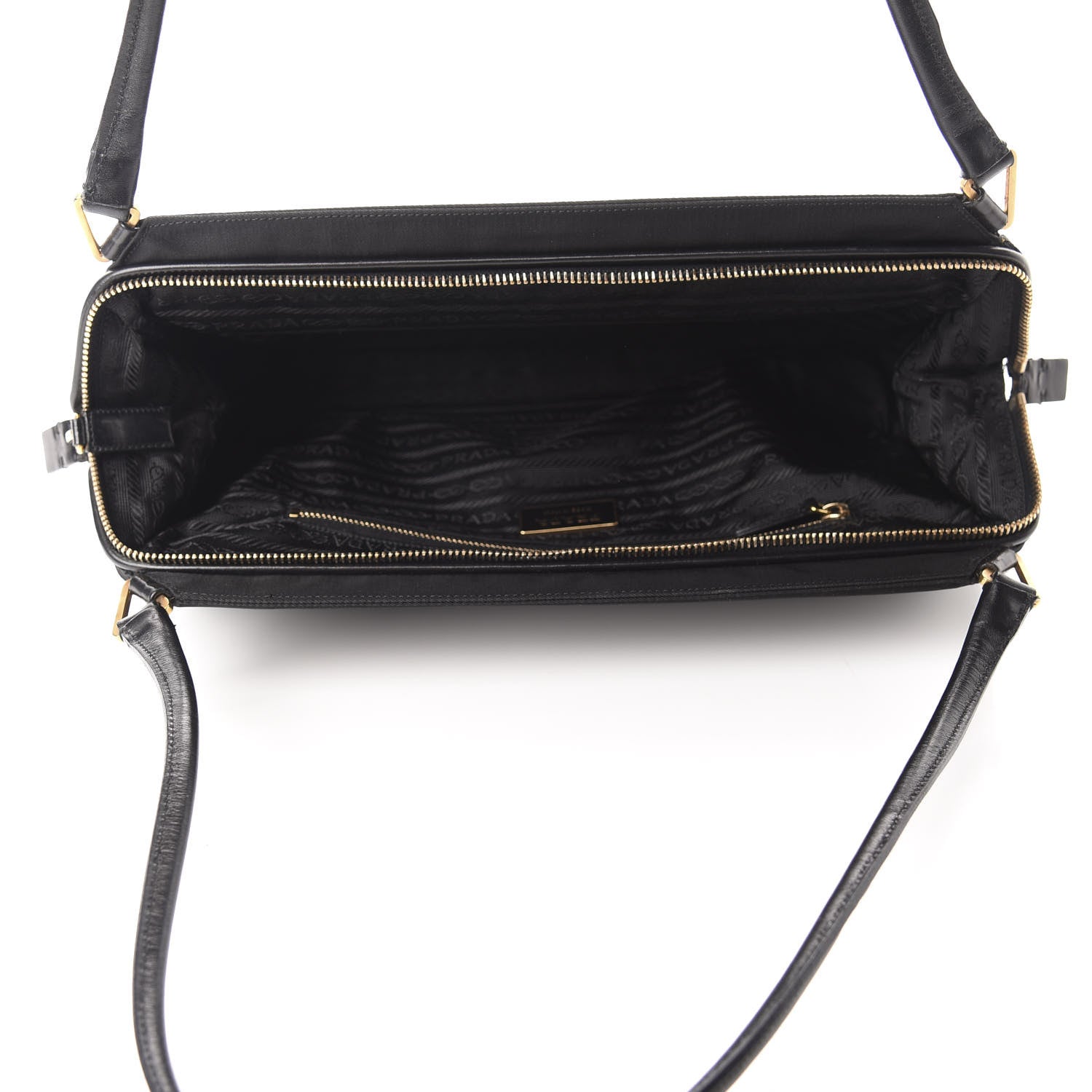 Prada Tessuto Nylon Soft Calfskin Shoulder Bag Black 5 of 11