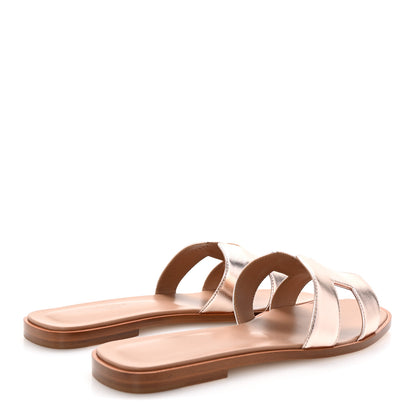 Hermes Metallic Calfskin Oran Sandals 39 Rose Dore 5 of 10