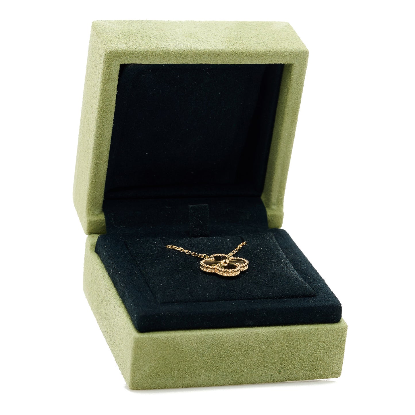 18K Yellow Gold Guilloche Vintage Alhambra Pendant Necklace