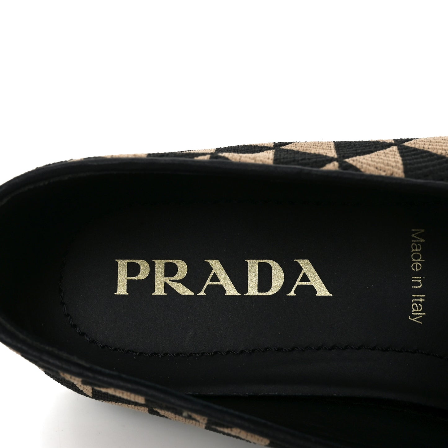 Jacquard Trianglolo Symbole Embroidered Metal Triangle Logo Slip On Sneakers 37.5 Corda Black