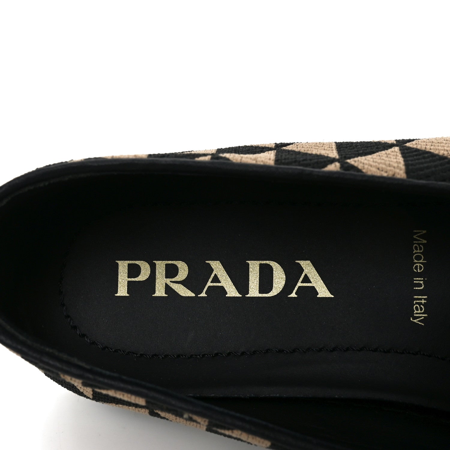 Prada Jacquard Trianglolo Symbole Embroidered Metal Triangle Logo Slip On Sneakers 37.5 Corda Black 8 of 10