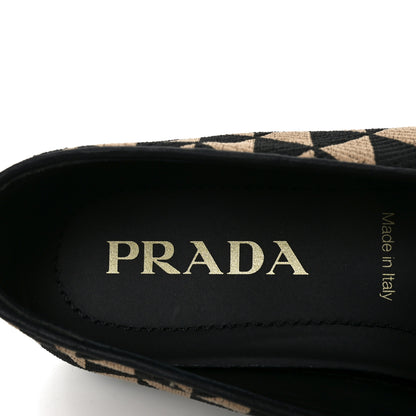 Prada Jacquard Trianglolo Symbole Embroidered Metal Triangle Logo Slip On Sneakers 37.5 Corda Black 8 of 10