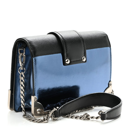 Prada Metallic Vitello Saffiano Cahier Bag Denim Black 3 of 11