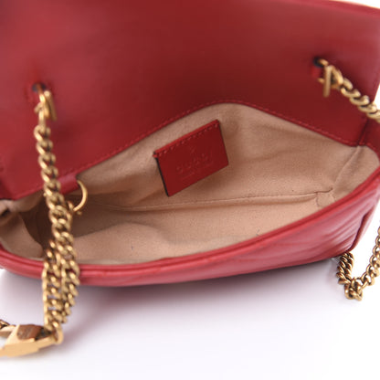 Gucci Calfskin Matelasse Super Mini GG Marmont Shoulder Bag Hibiscus Red 5 of 16
