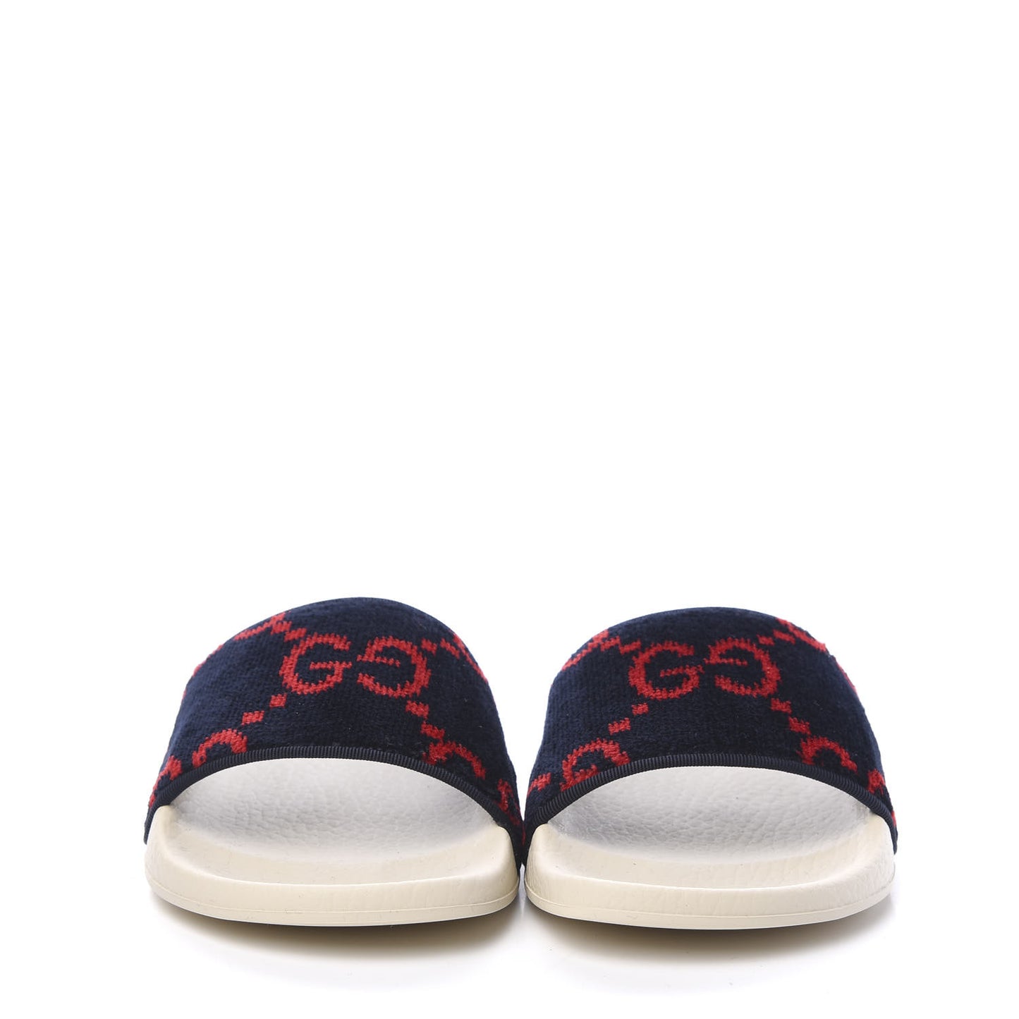 Velvet GG Monogram Slide Sandals 35 Blue Red