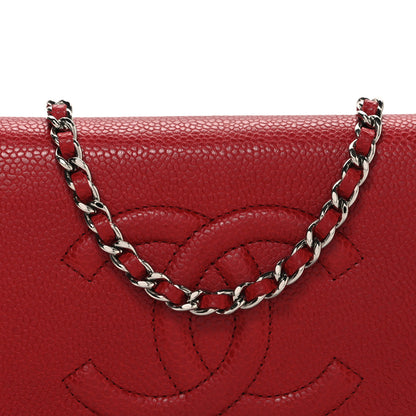 Chanel Caviar Timeless CC Wallet on Chain WOC Red 9 of 11