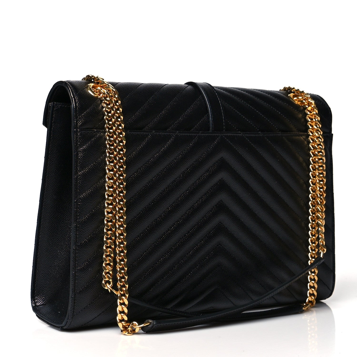 Saint Laurent Grain De Poudre Matelasse Chevron Large Monogram Satchel Black 2 of 9
