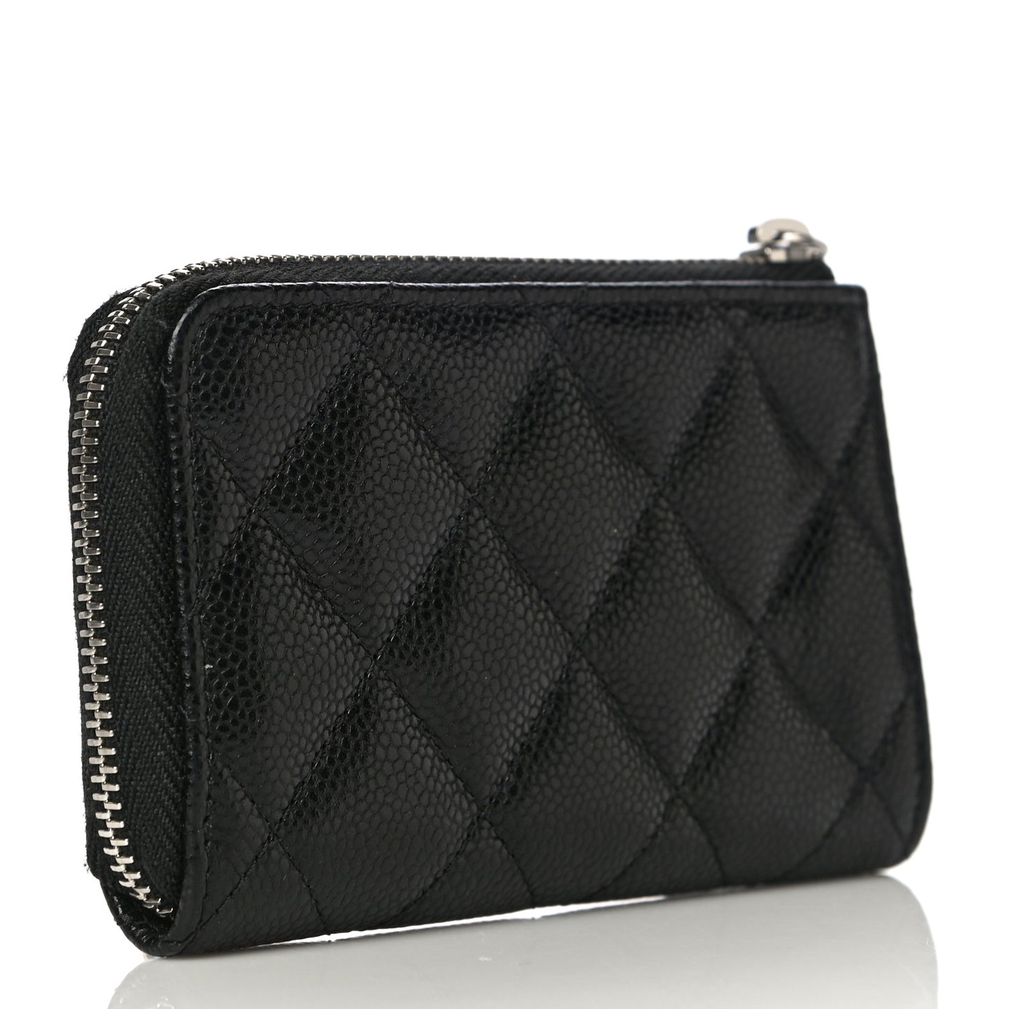 Caviar Quilted Zipped Key Holder Case Black