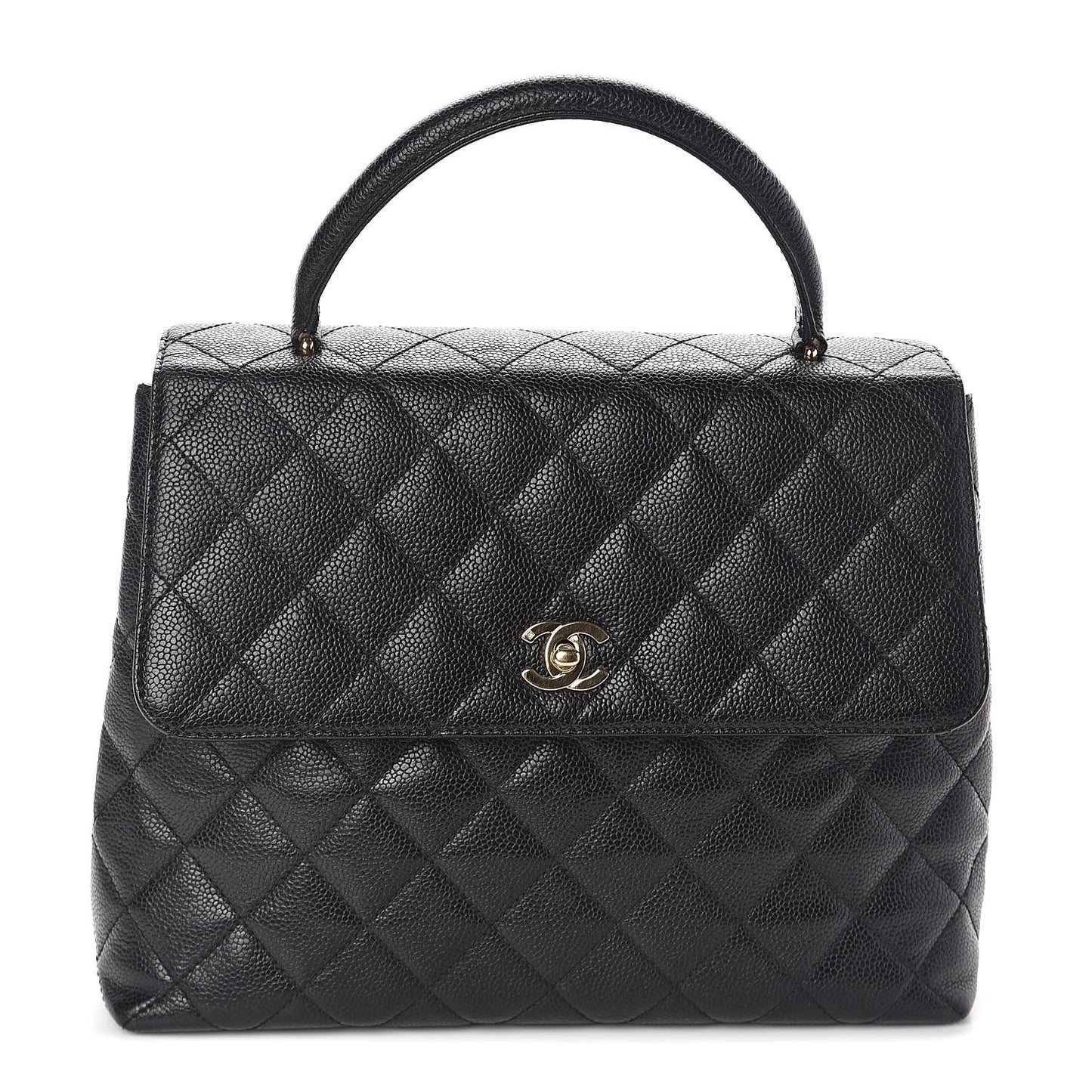 Caviar Quilted Jumbo Kelly Flap Black