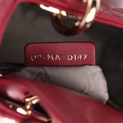 Christian Dior Lambskin Cannage Mini Lady Dior Burgundy 7 of 11