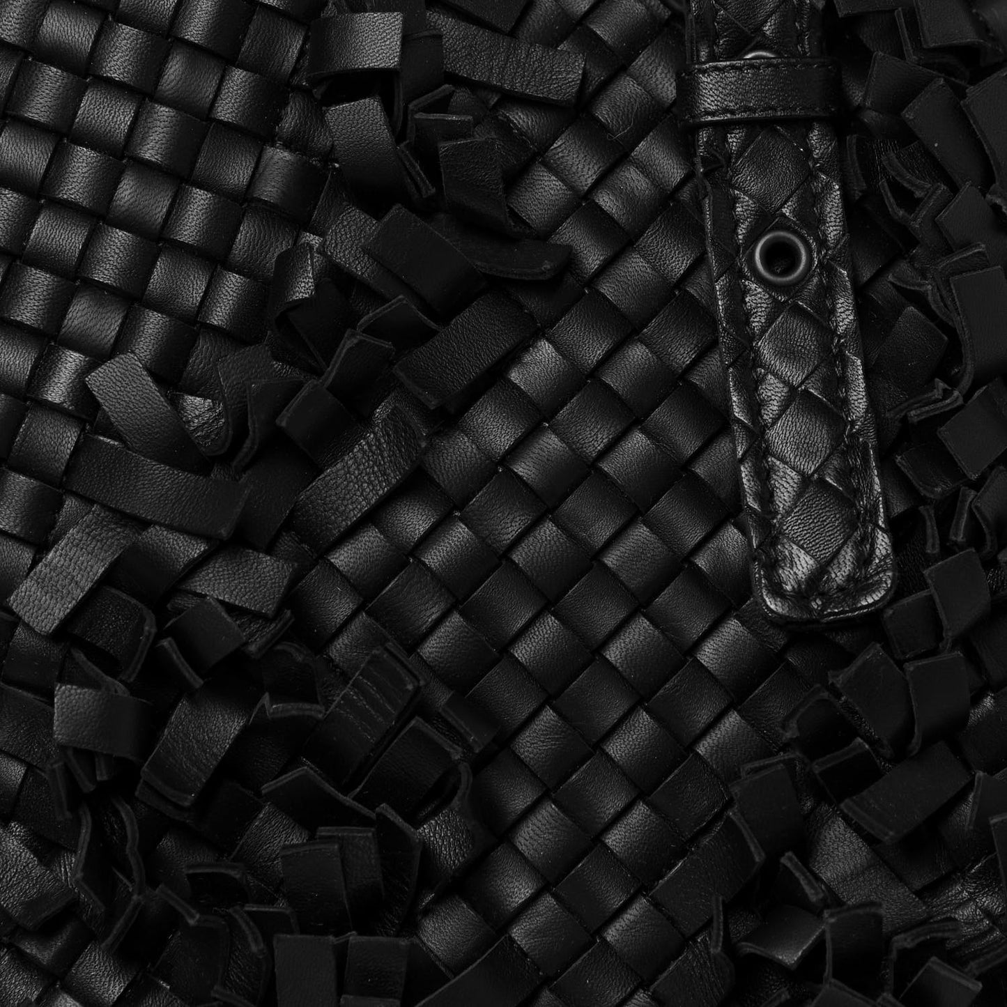 Nappa Intrecciato Patchwork Frayed Tote Black