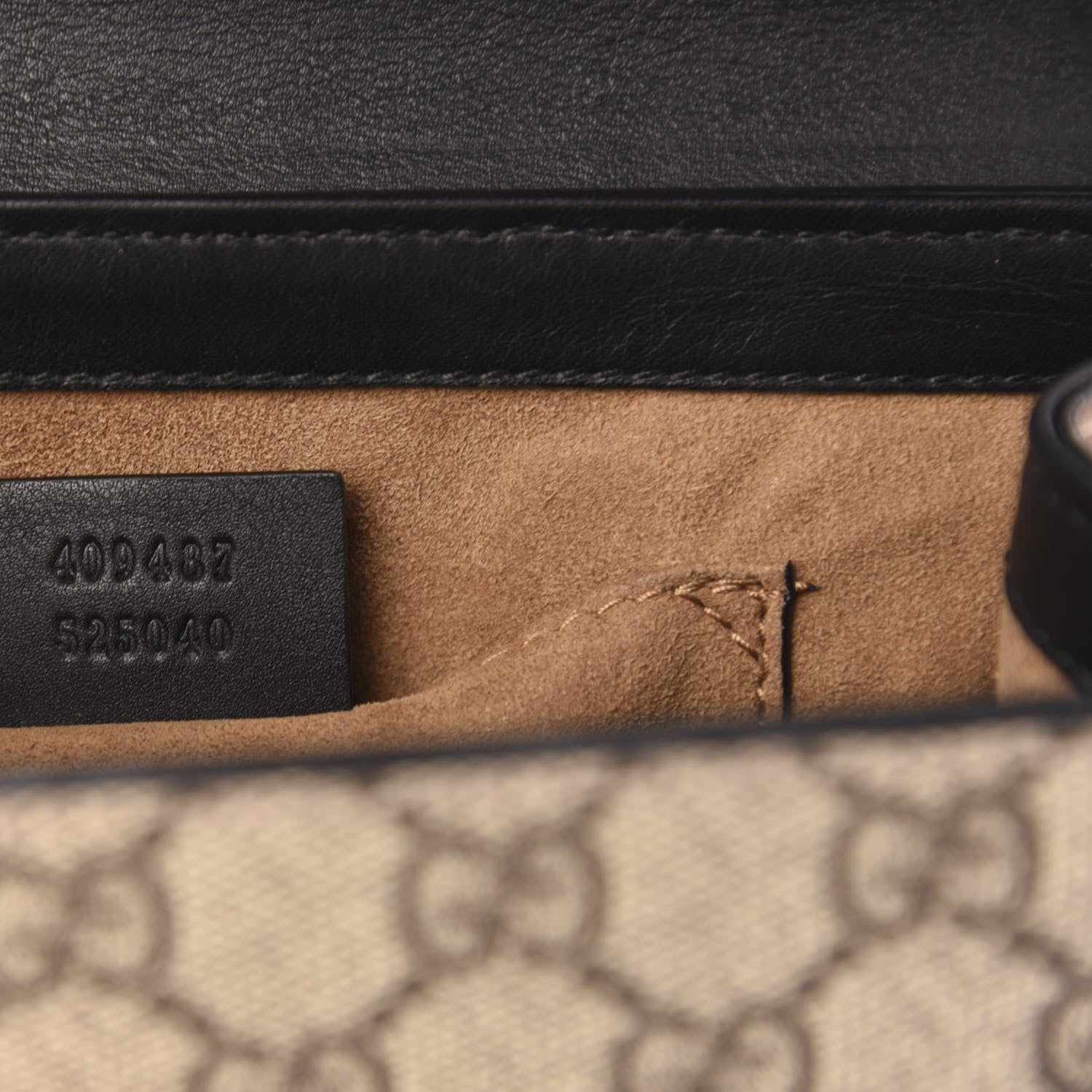 Gucci GG Supreme Monogram Calfskin Small Padlock Shoulder Bag Beige Black Cuir 7 of 15