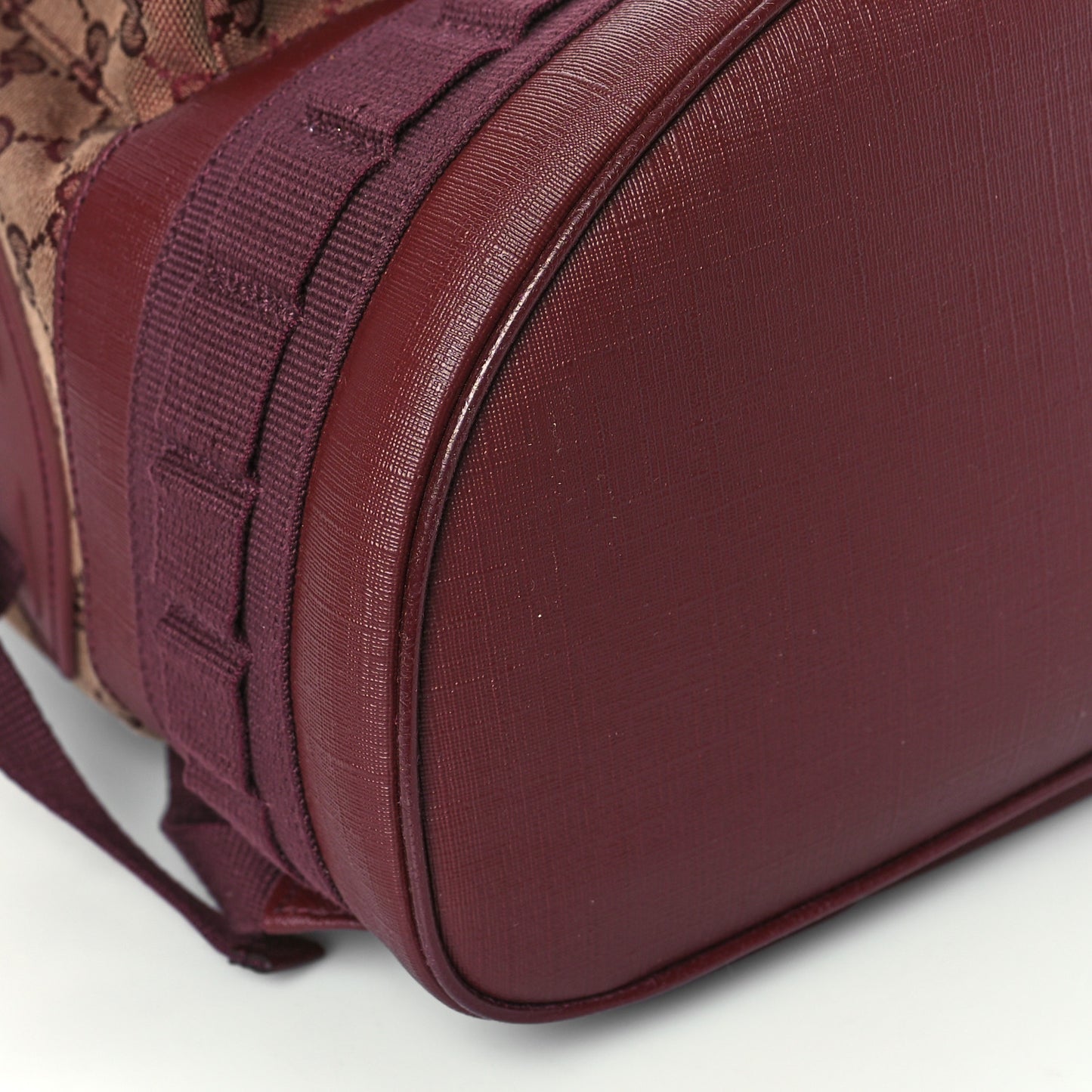 GG Monogram Script Logo Large Double Pocket Backpack Sahara Rubino Bordeaux