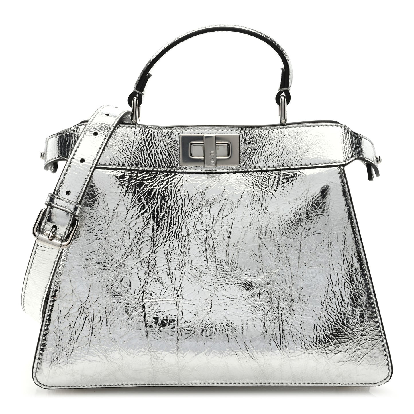 Rock Millenium Laminata Small Peekaboo I SEE U Satchel Argento