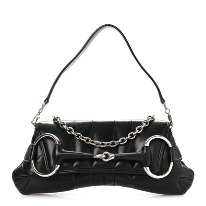 Gucci Nappa Vertical Matelasse Medium Maxi Horsebit Chain Shoulder Bag Black 1 of 9