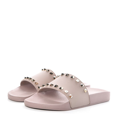 Valentino Garavani Rubber Rockstud Slide Sandals 40 Poudre 3 of 9