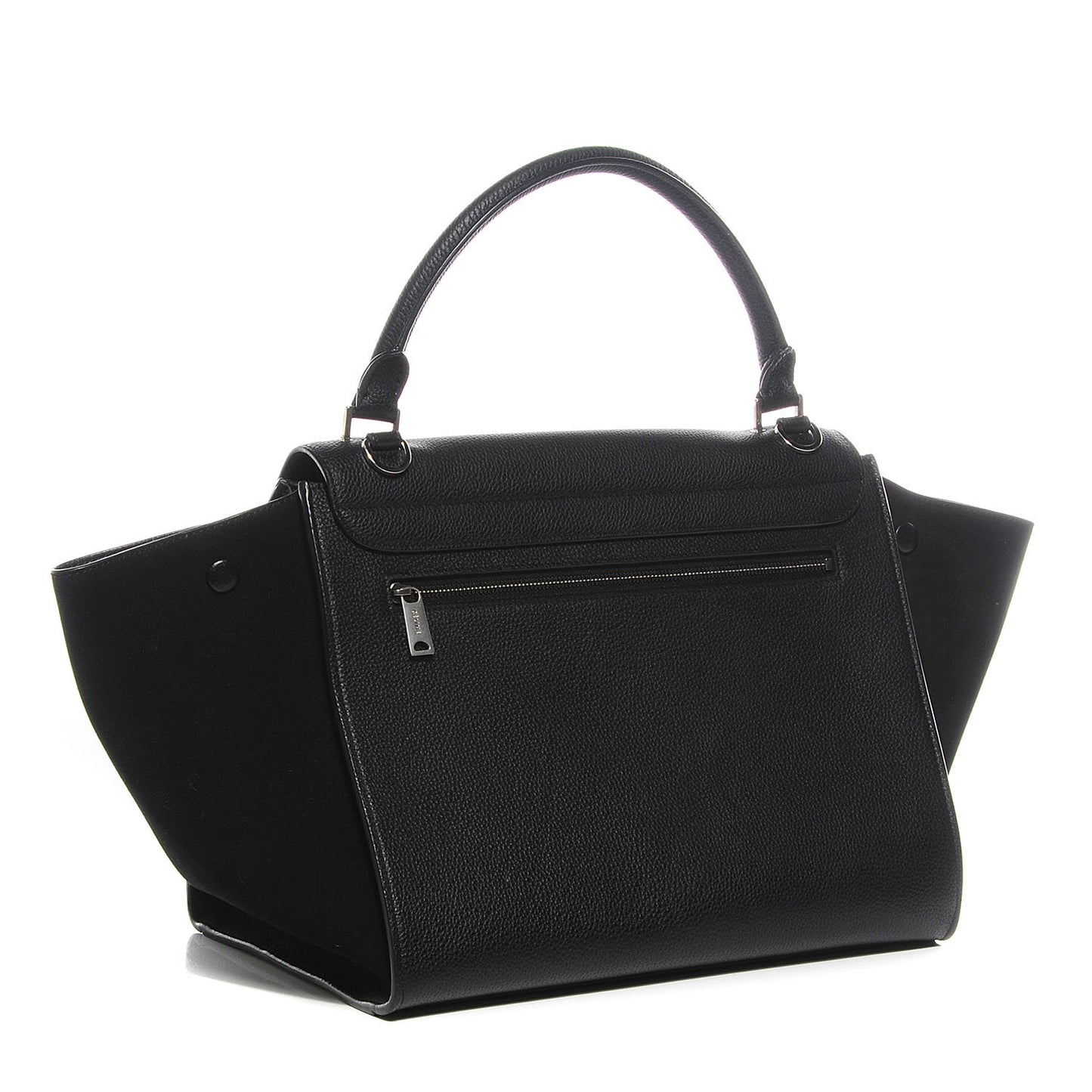 Drummed Calfskin Suede Medium Trapeze Black