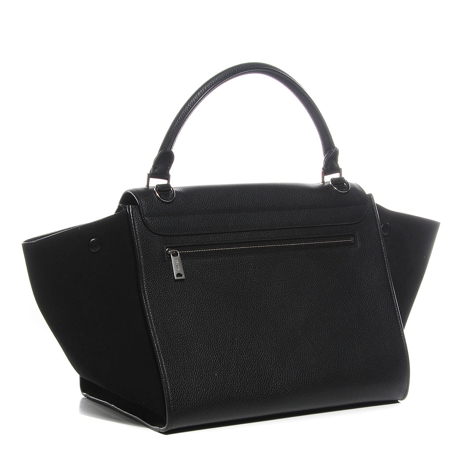 Celine Drummed Calfskin Suede Medium Trapeze Black 3 of 9
