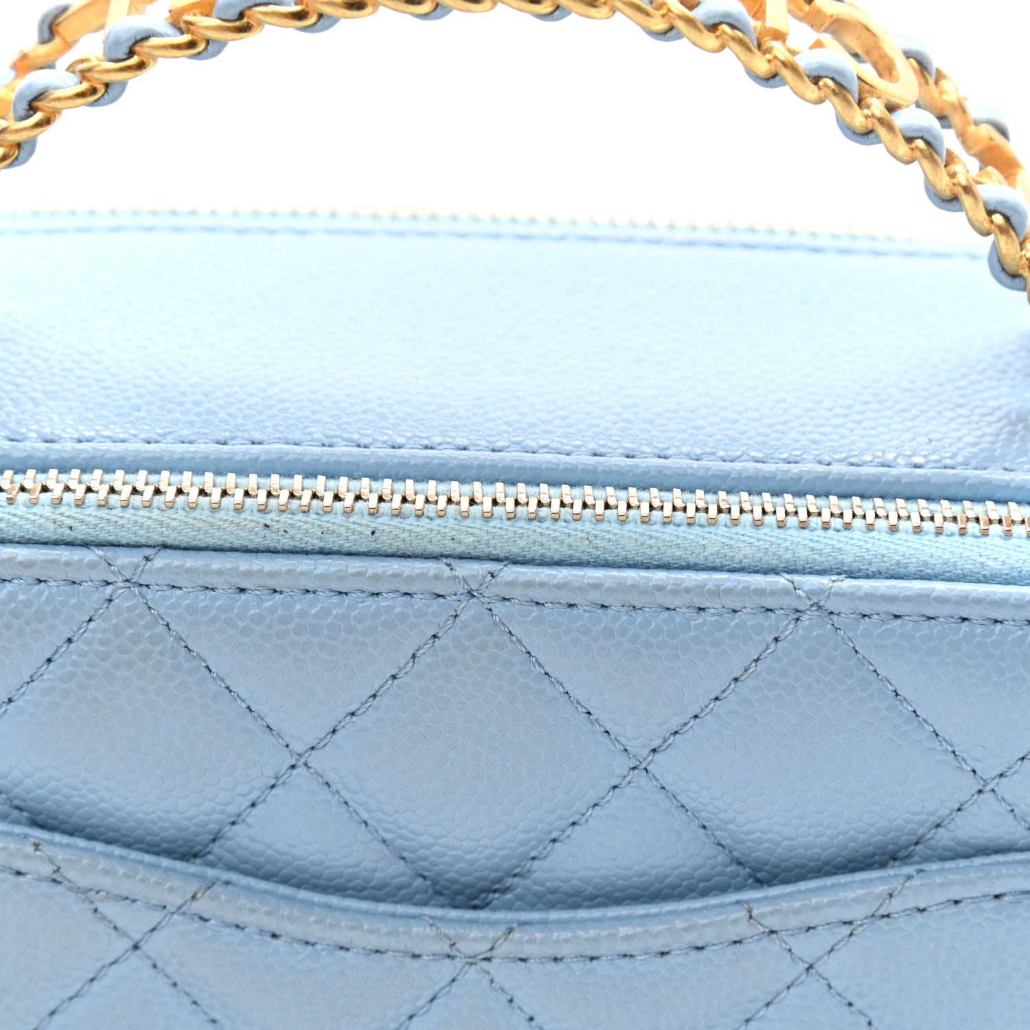 Chanel Caviar Quilted Small Pick Me Up Vanity Case Light Blue 12 of 13