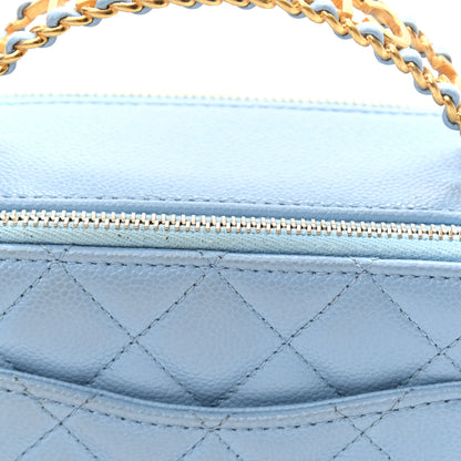 Chanel Caviar Quilted Small Pick Me Up Vanity Case Light Blue 12 of 13