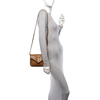 Saint Laurent Calfskin Y Quilted Monogram Toy Loulou Crossbody Bag Dark Natural 2 of 12