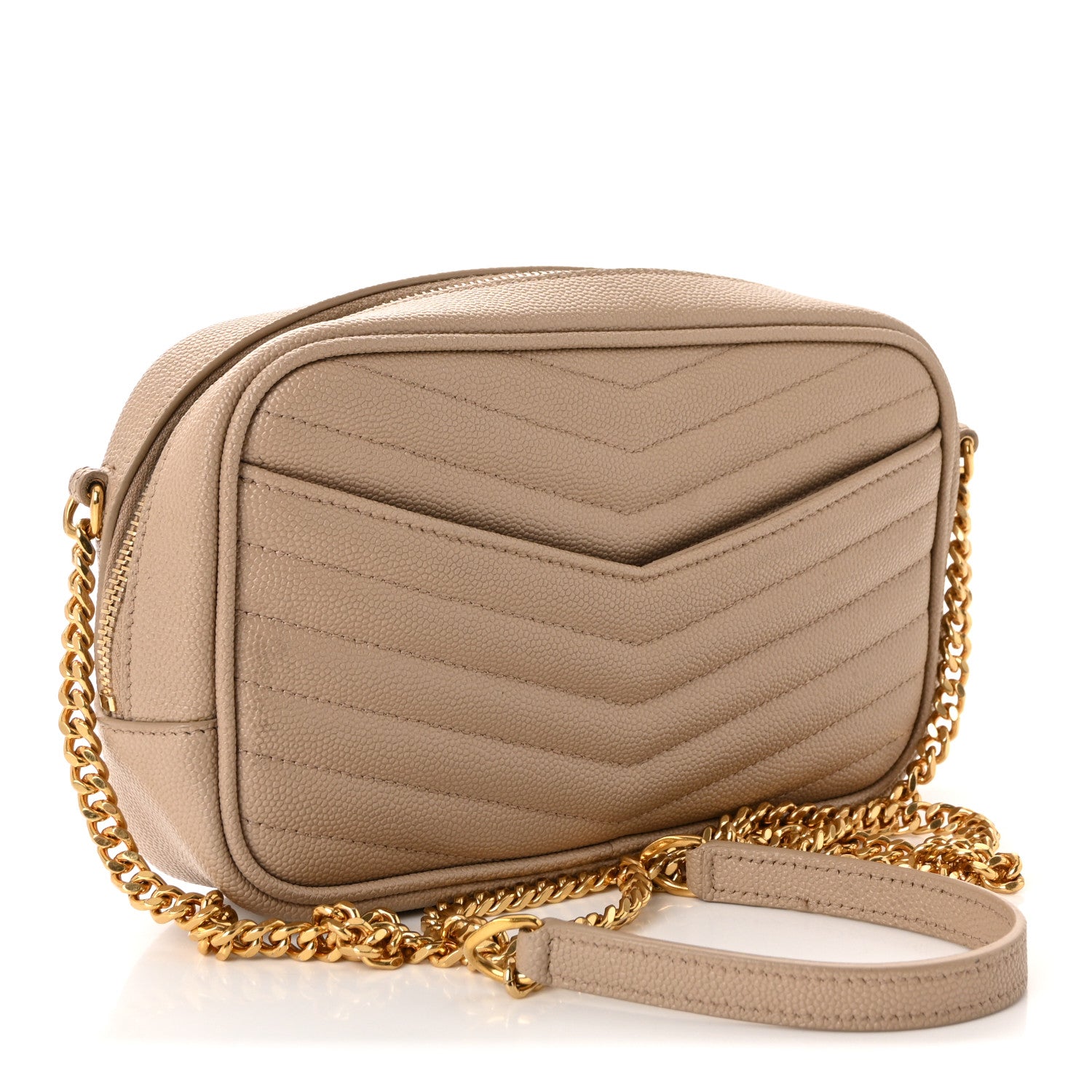 Saint Laurent Grain De Poudre Matelasse Monogram Mini Lou Camera Bag Dark Beige 3 of 11