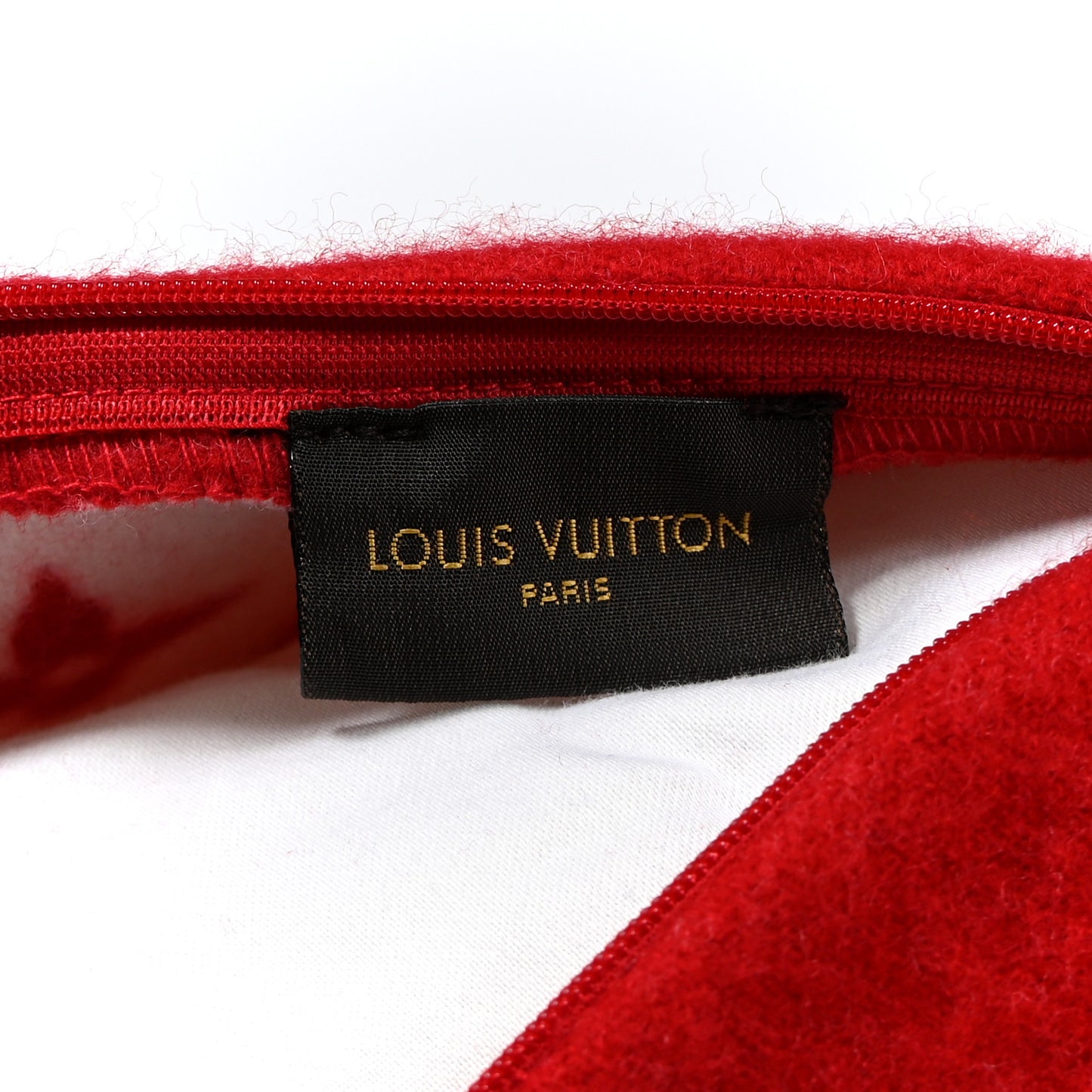 X SUPREME Wool Cashmere Cushion LV Pillow Red White
