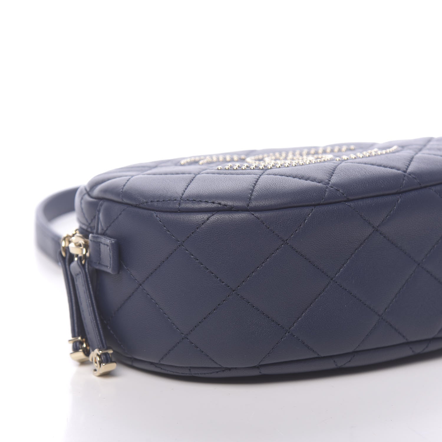 Chanel Lambskin Quilted Studded Camera Case Navy 9 of 11