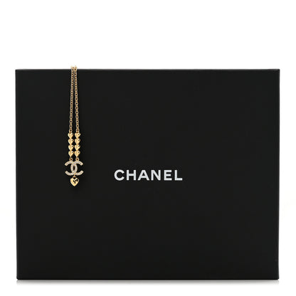 Chanel Crystal CC Heart Link Pendant Necklace Gold 7 of 7