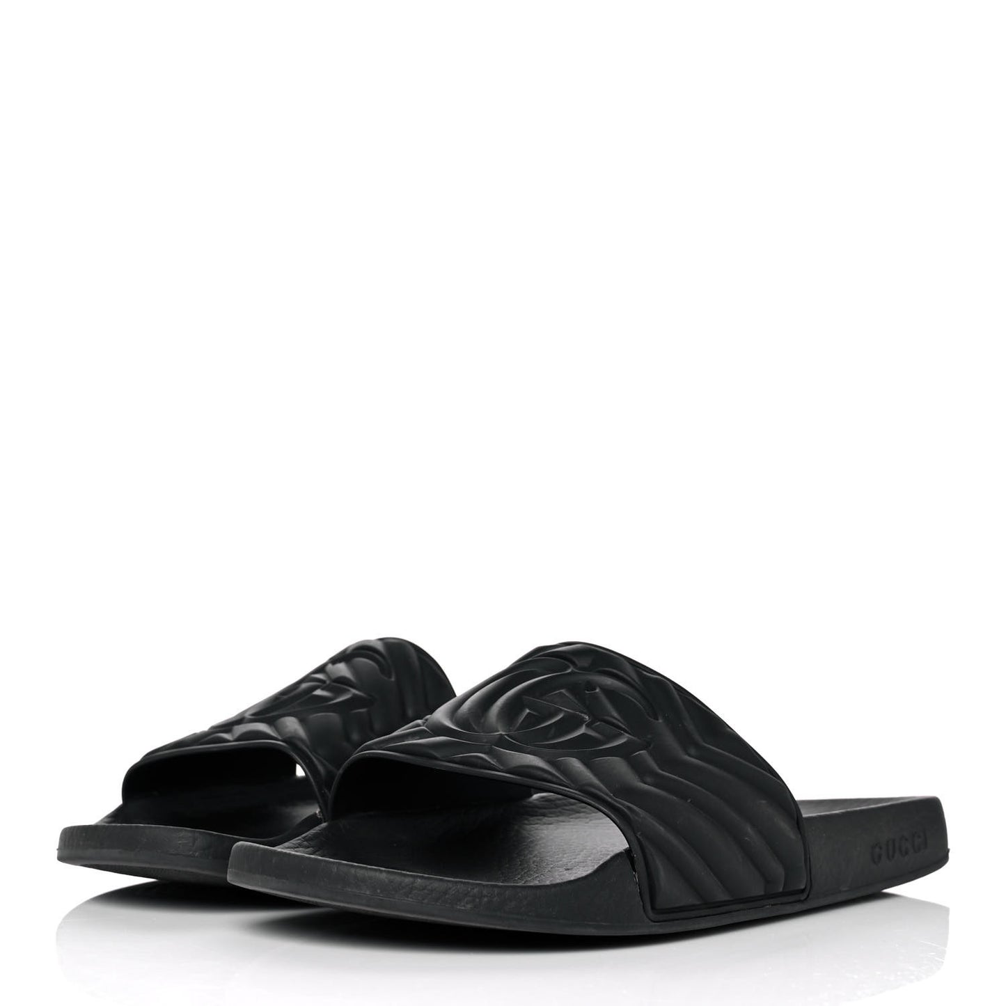 Rubber Matelasse Womens Slide Sandals 41 Black
