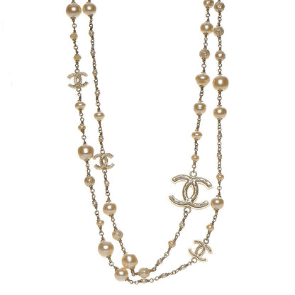 Chanel Irregular Pearl CC Long Necklace Light Gold 1 of 5