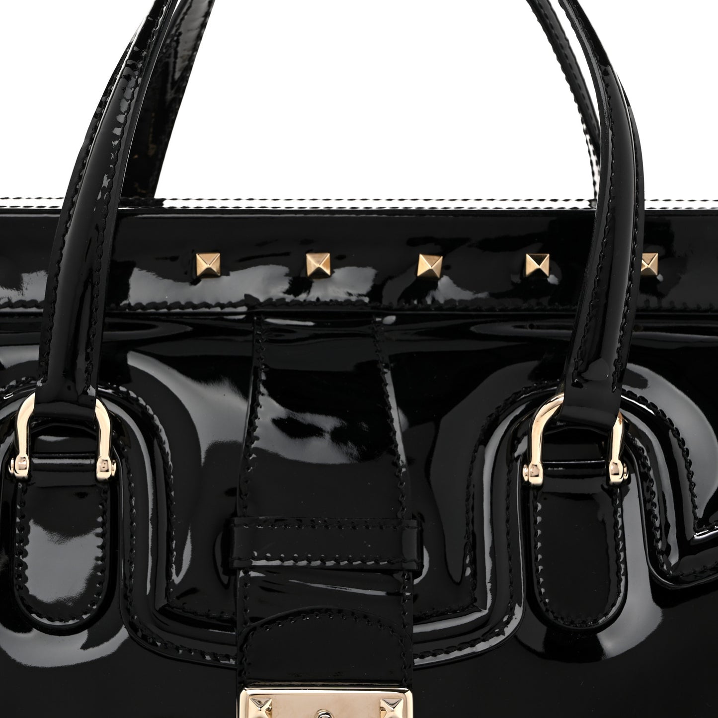 Patent Rockstud Tote Black