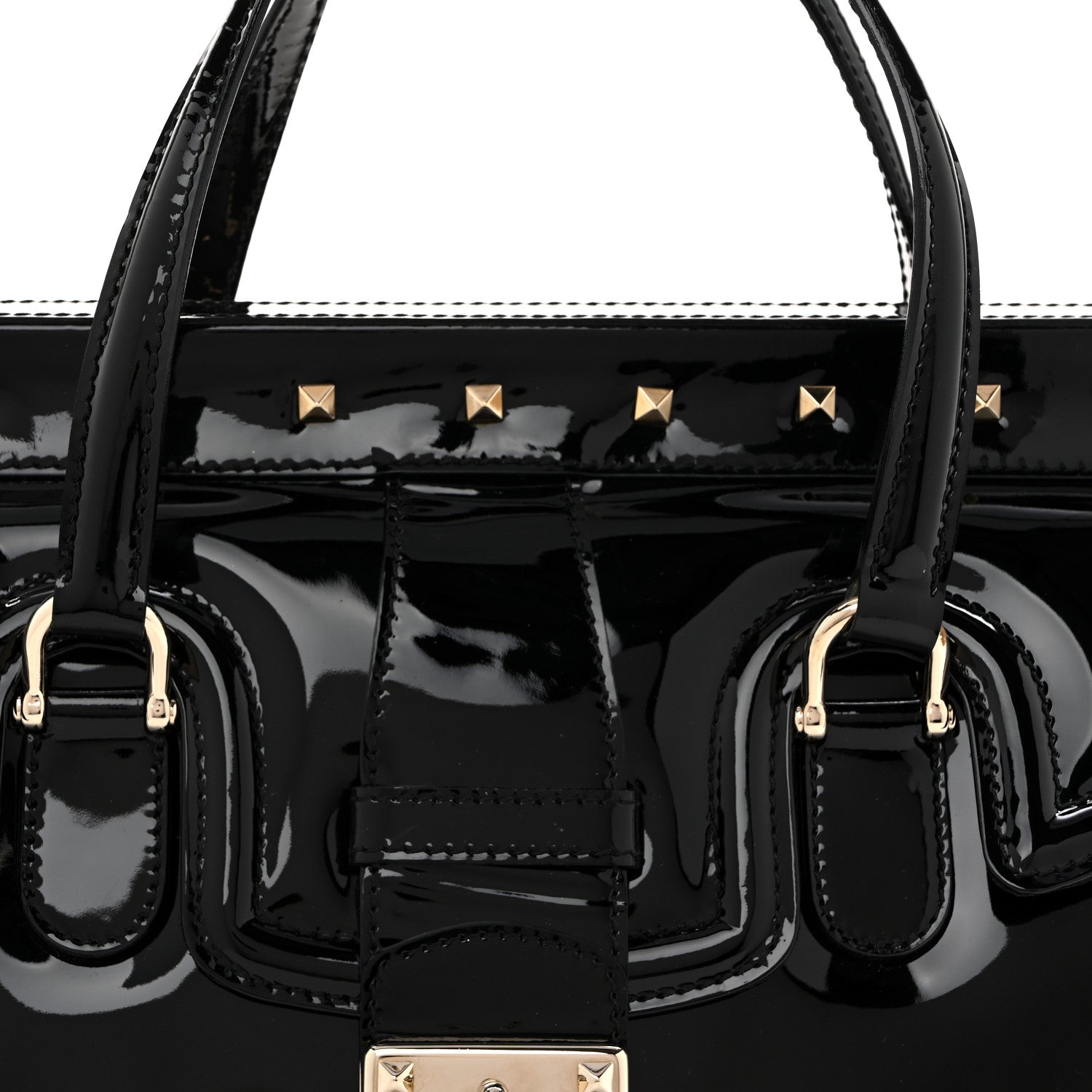Valentino Garavani Patent Rockstud Tote Black 7 of 13