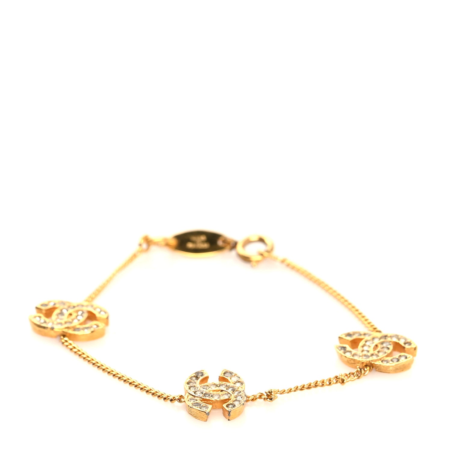 Chanel Crystal CC Chain Bracelet Gold 1 of 4