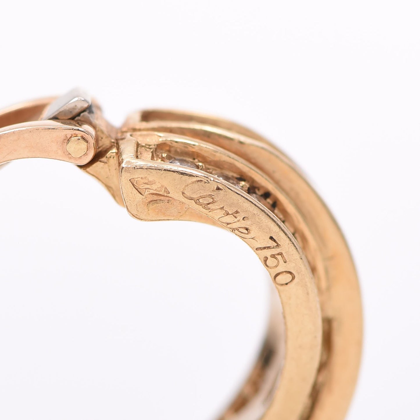 18K Yellow Gold Diamond Trinity Hoop Earrings