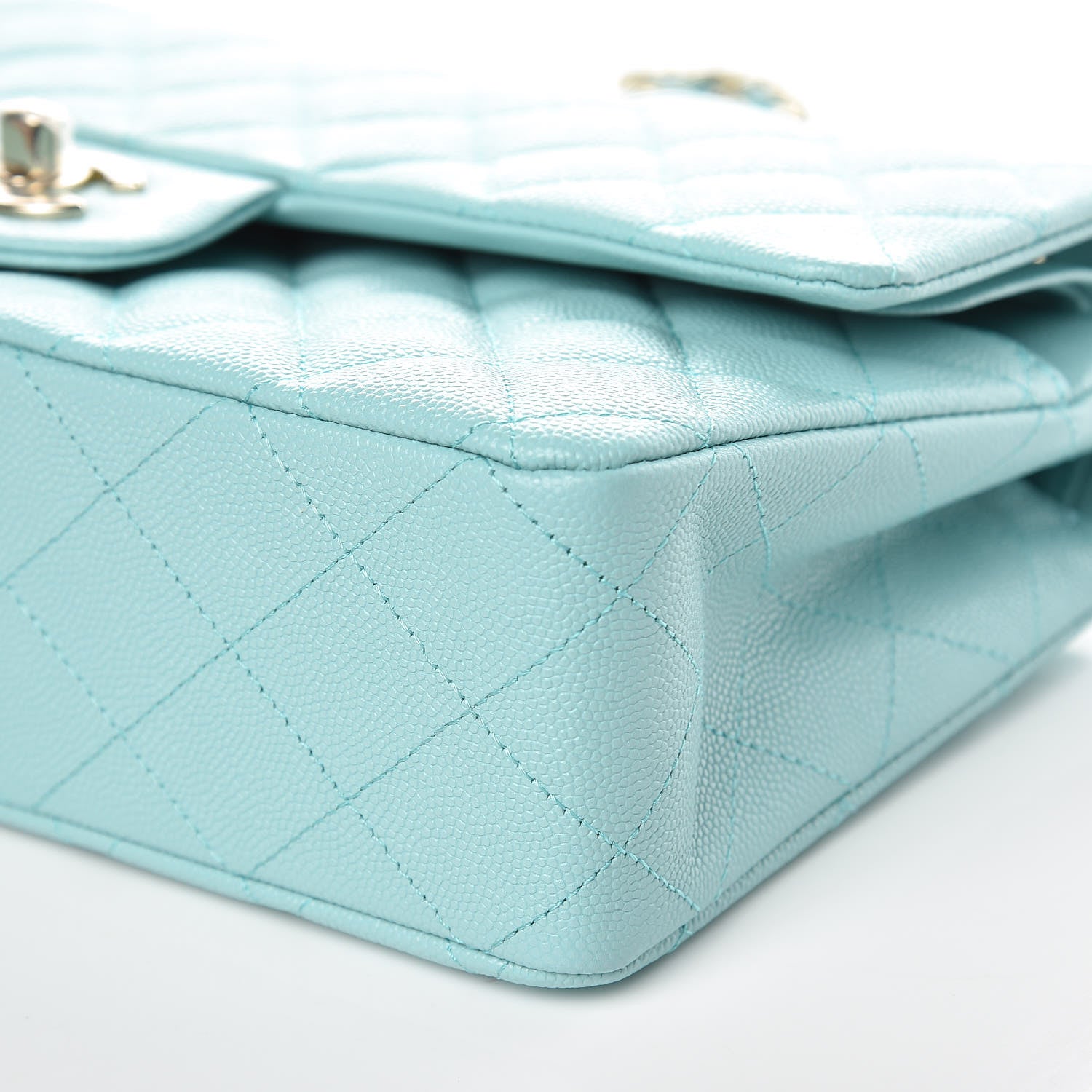 Chanel Caviar Quilted Medium Double Flap Light Blue 9 of 10