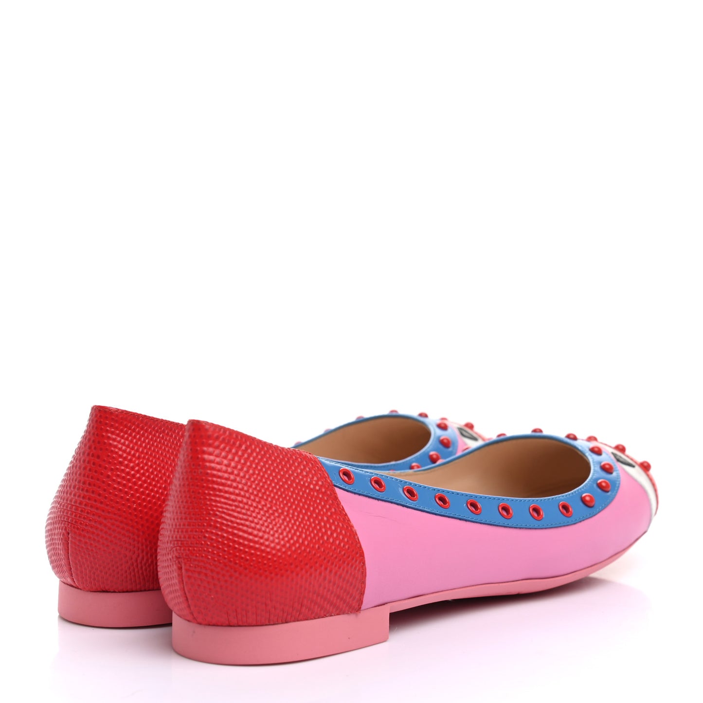 Patent Vitello Studded Monster Bug Flats 38 Rose Multicolor