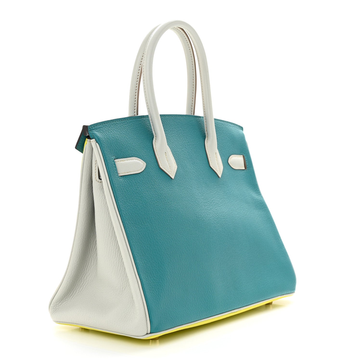 Hermes Chevre Mysore Horseshoe Birkin 30 Lime Bleu Izmir Bleu Pale 3 of 10